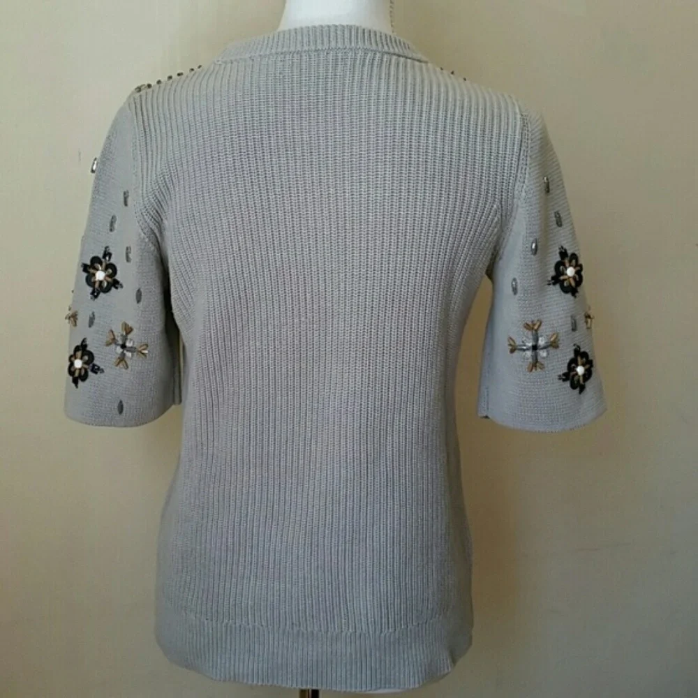 Banana Republic Gray Embellished Crew Neck Sweater - Picture 2 of 6